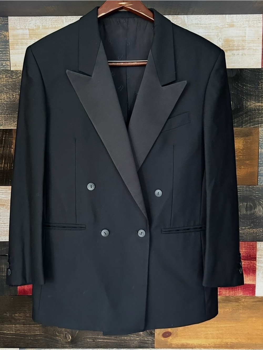 Dior Men's Black Double-Breasted Wool Suit Jacket